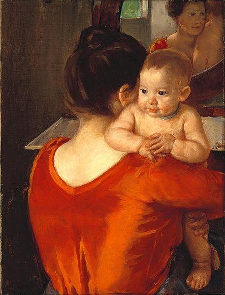 Mary Cassatt Woman in a Red Bodice and Her Child Sweden oil painting art
